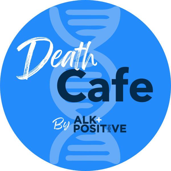 Circle graphic for "Death Cafe" by ALK+ Positive.