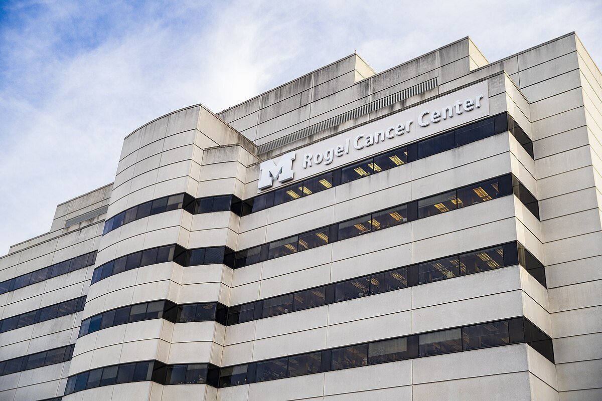 Exterior of University of Michigan's Rogel Cancer Center.