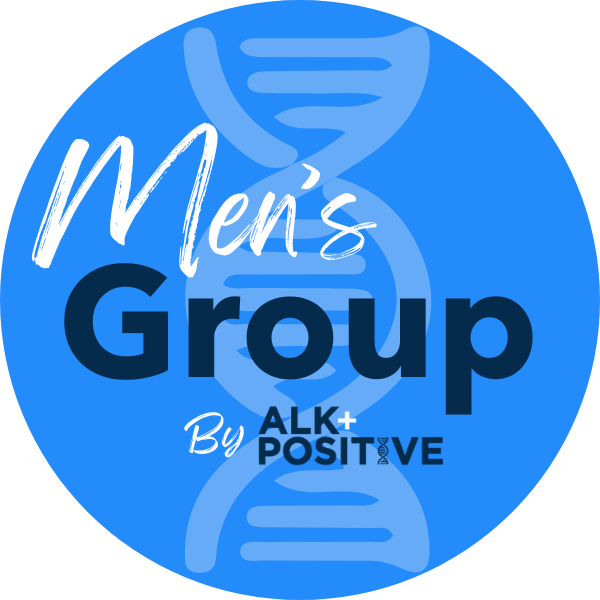Circle graphic for "Men's Group" by ALK+ Positive.