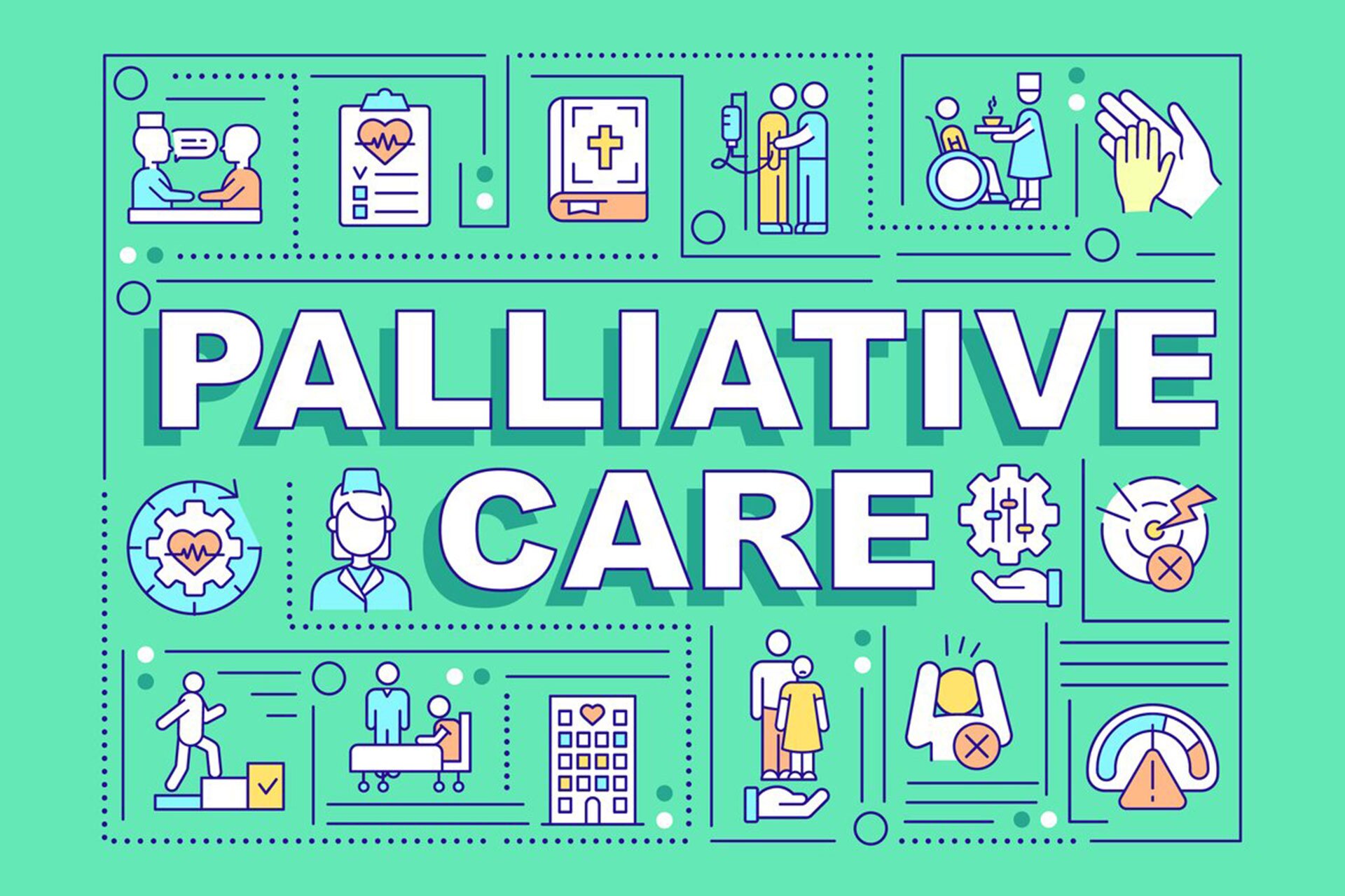 Palliative Care with various related illustrations.