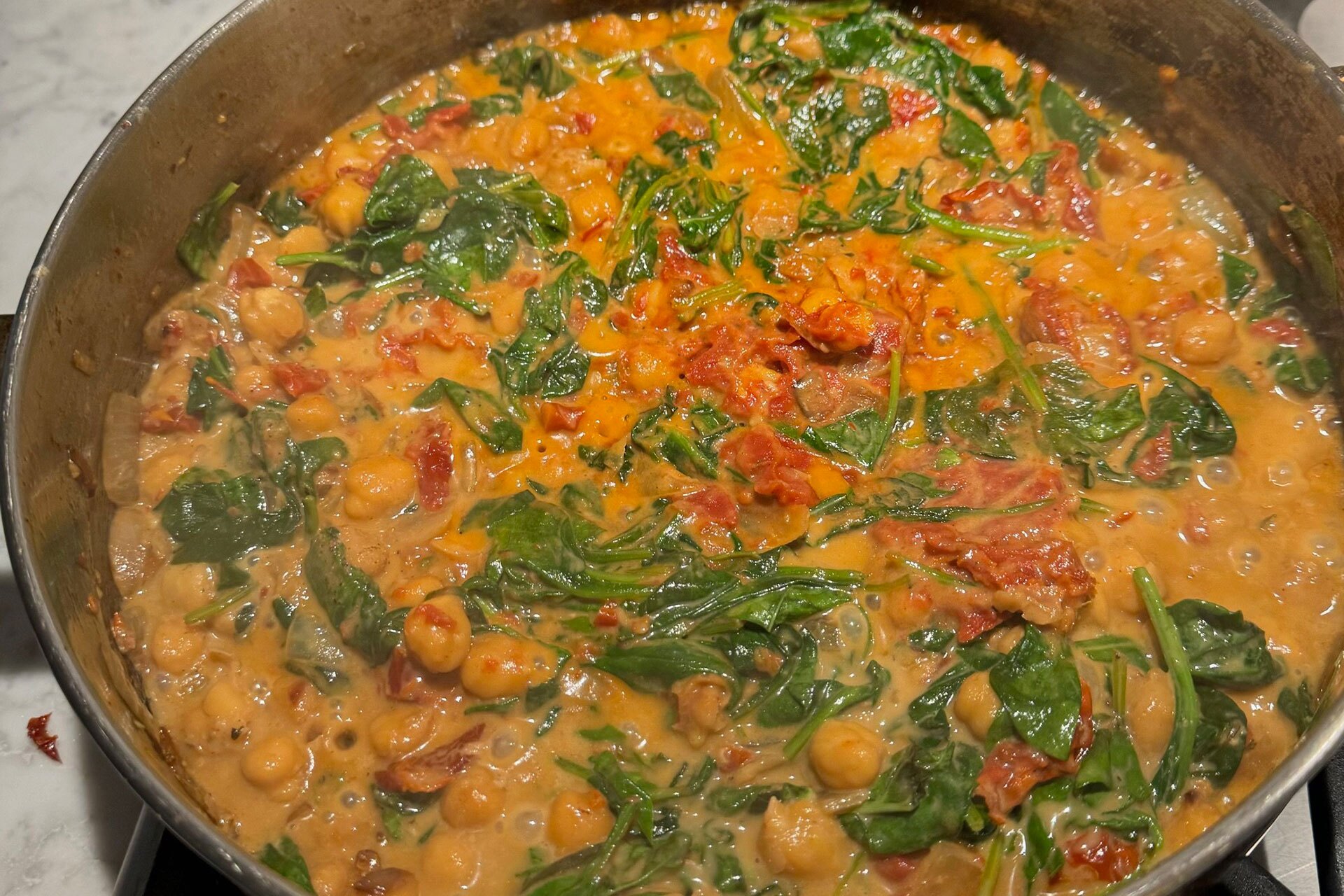 Vegan Tuscan Chickpea in pan.